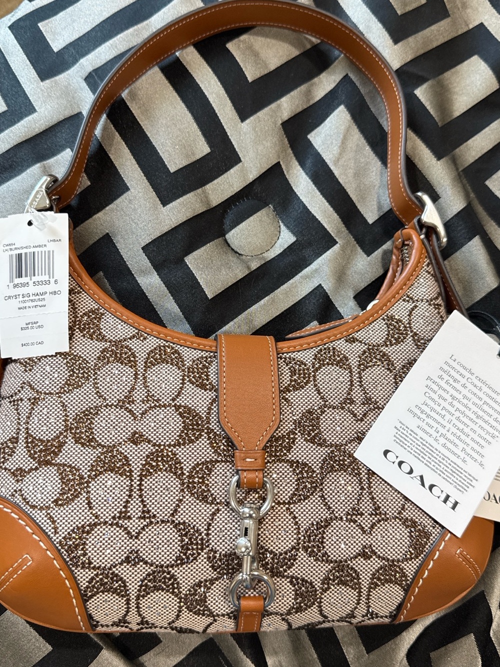 NEW Coach Crystal Signature Hobo Shoulder Bag